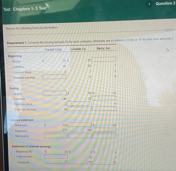 This Test 600 Point S Possible This Question 30 Point S Possible Crystal Corp Loiselle Co 75 25 20 1 Data Table 2