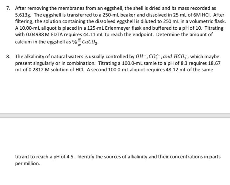 Problem Set In Precipitation Acid Base And Complexometric Titration 1