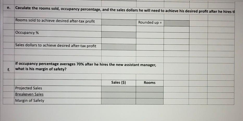 A Your Friend Big Al Provides You With The Following Information About His Property Altantica Hotel Number Of Rooms 3