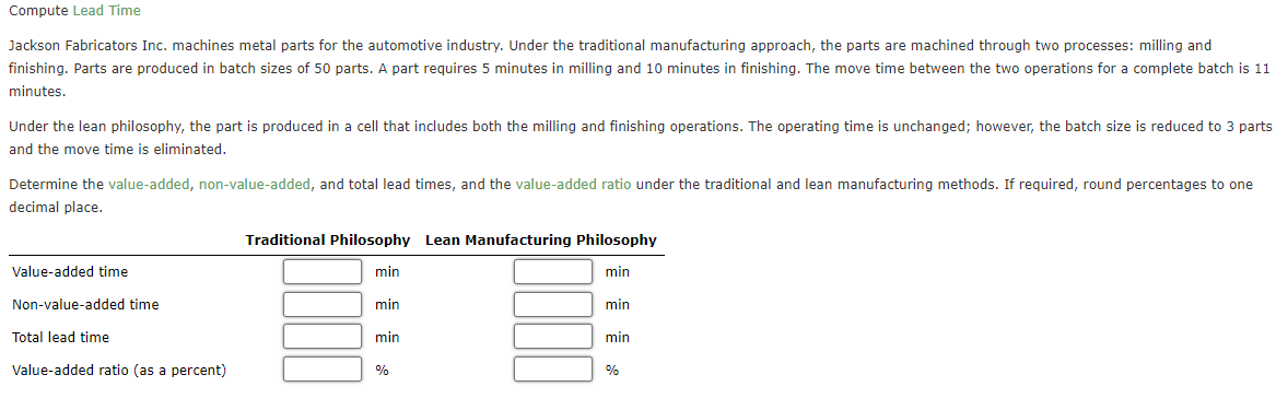 Compute Lead Time Jackson Fabricators Inc Machines Metal Parts For The Automotive Industry Under The Traditional Manuf 1