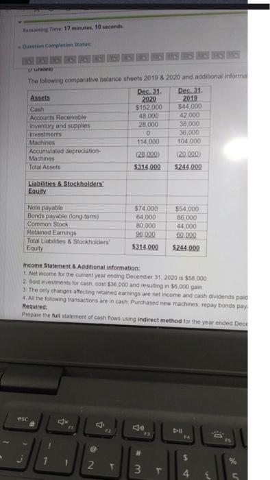 Remaining Time 17 Minutes 10 Seconds Question Completion Status Grapes 2020 And Additional Informa The Following Compa 1