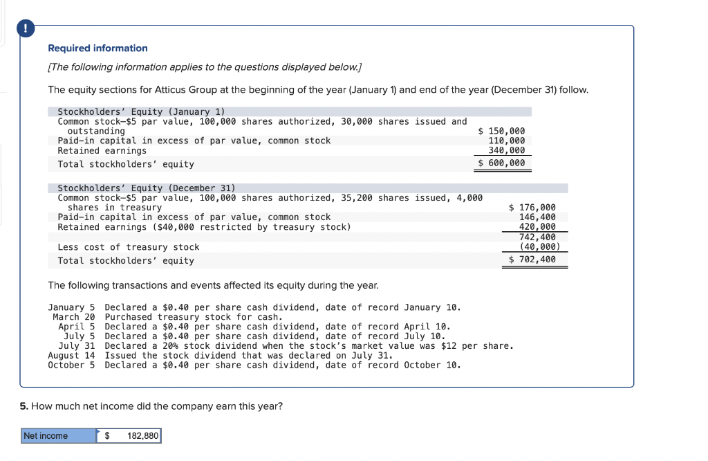 Required Information The Following Information Applies To The Questions Displayed Below The Equity Sections For Attic 1
