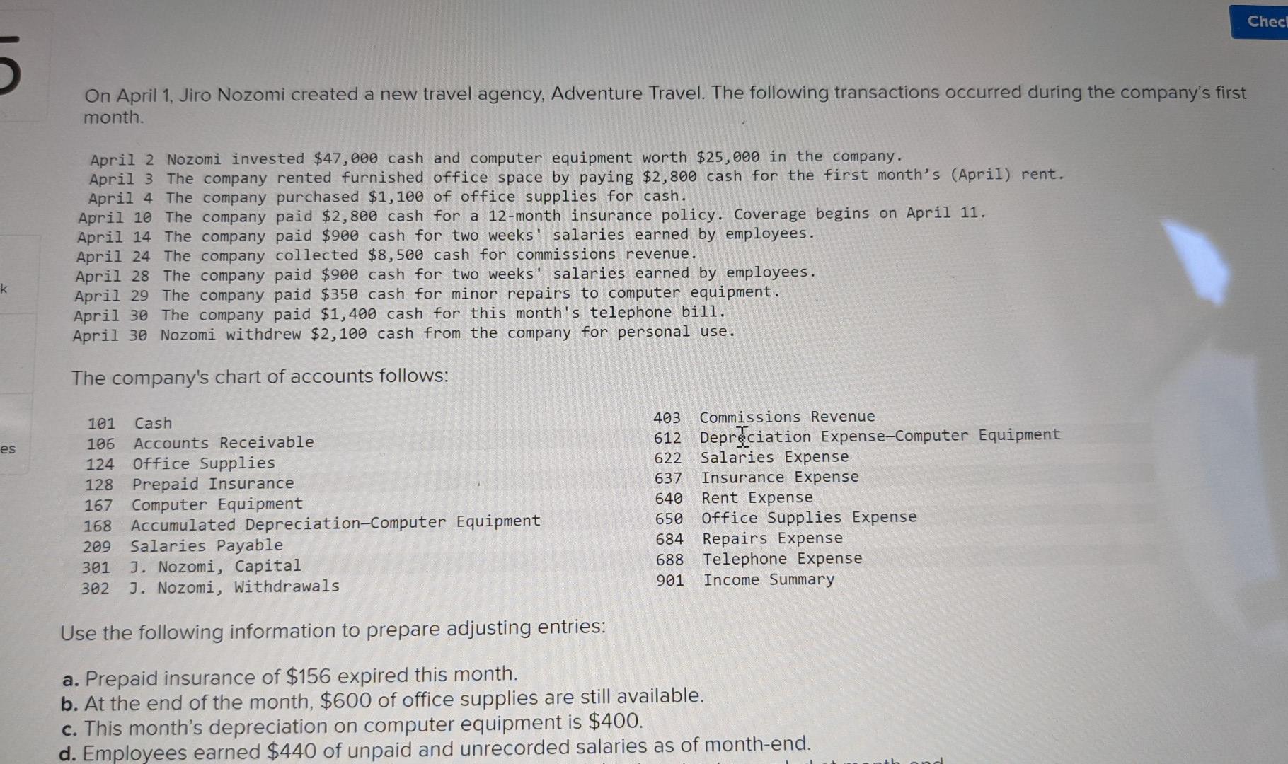 E Mpany Earhed 1 750 Of Commissions Revenue That Is Not Yet Recorded At Month End Required Ces 1 2 Prepare Journ 3