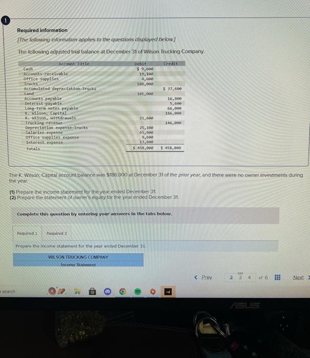 Required Information The Following Information Applies To The Questions Displayed Below The Following Adjusted Trial B 1