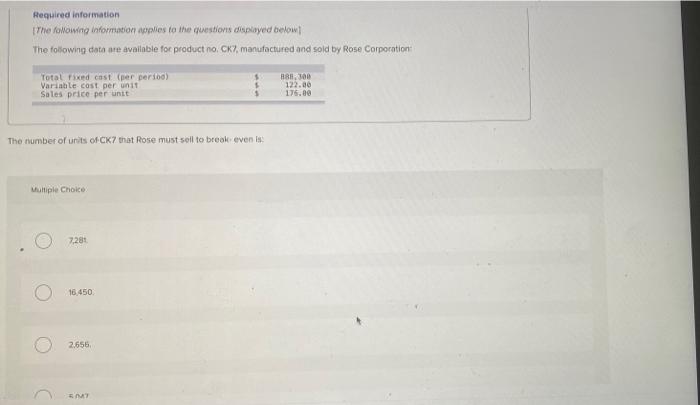 Required Information The Following Information Applies To The Questions Displayed Below The Following Data Are Availab 1