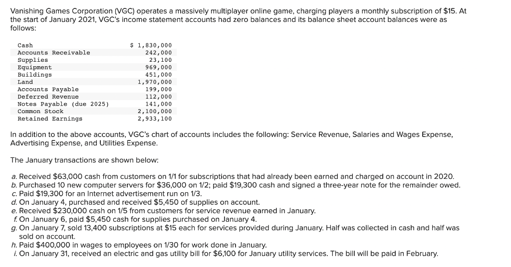 Vanishing Games Corporation Vgc Operates A Massively Multiplayer Online Game Charging Players A Monthly Subscription 1