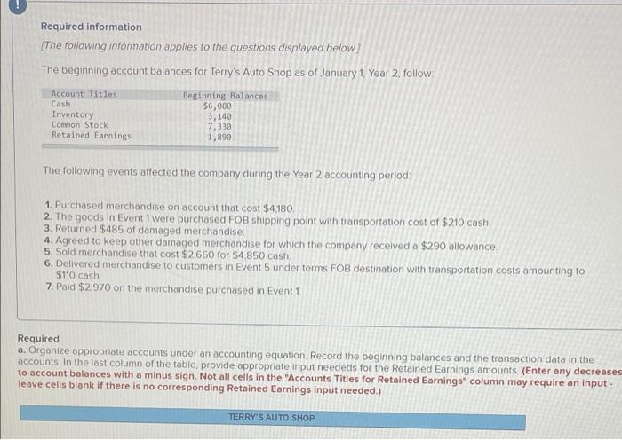 Required Information The Following Information Applies To The Questions Displayed Below The Beginning Account Balances 1