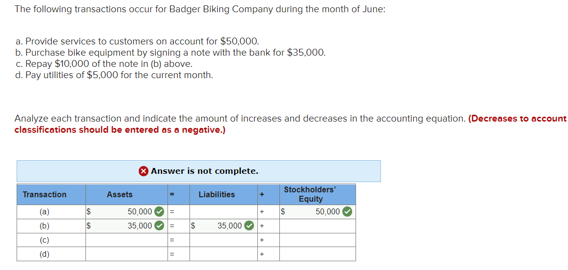 The Following Transactions Occur For Badger Biking Company During The Month Of June A Provide Services To Customers On 1