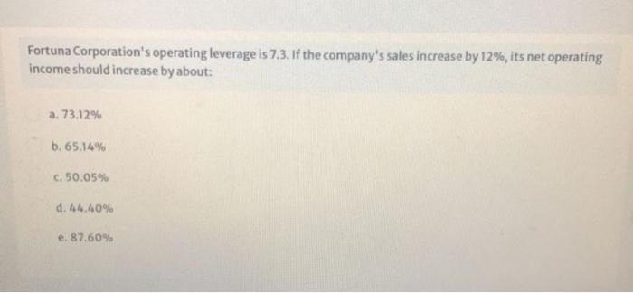 At A Sales Level Of 90 000 Sun Company S Contribution Margin Is 24 000 If The Degree Of Operating Leverage Is 5 At A 2
