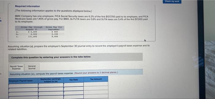 Required Information The Following Information Applies To The Questions Displayed Below Bmx Company Has One Employee 1