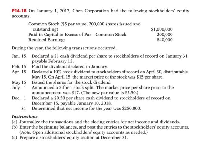 P14 1a Lo 1 2 Financial Statement On January 1 2020 Geffrey Corporation Had The Following Stockholders Equity Acco 6