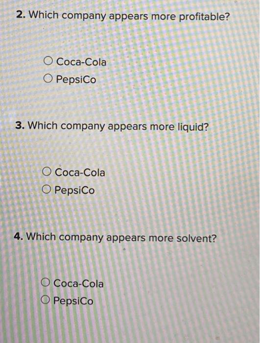 Pa13 5 Static Interpreting Profitability Liquidity Solvency And P E Ratios Lo 13 4 Lo 13 5 Coke And Pepsi Are We 2