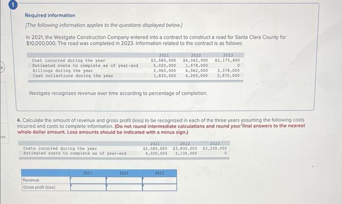 Required Information The Following Information Applies To The Questions Displayed Below In 2021 The Westgate Constru 1