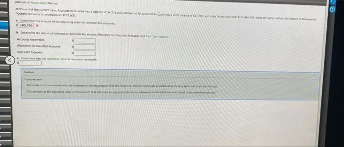 Analysis Of Reca Method At The End Of The Current Year Accounts Receivable Has A Balance Of 4 375 000 Ac For Da Doubt 1