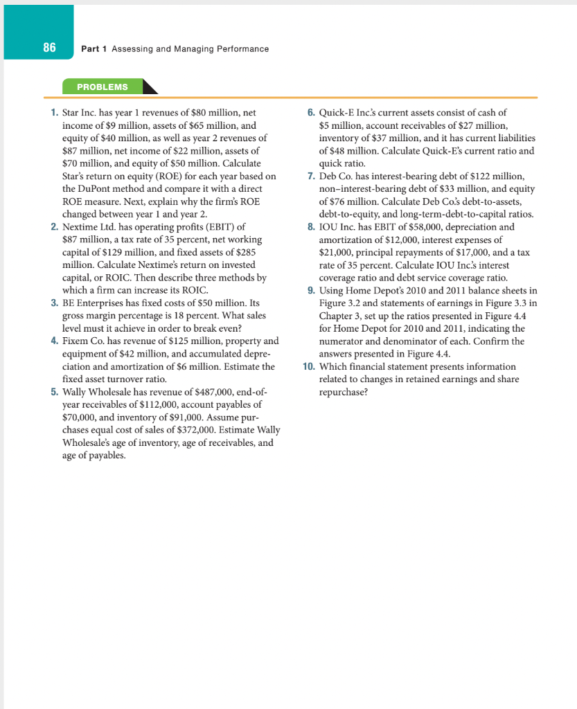 86 Part 1 Assessing And Managing Performance Problems 1 Star Inc Has Year 1 Revenues Of 80 Million Net Income Of 9 1