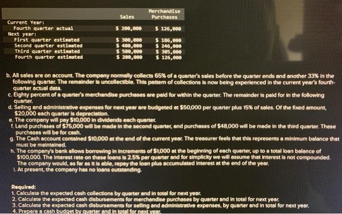 Merchandise Purchases Sales 200 000 126 000 300 000 400 000 186 000 First Quarter Estimated Second Quarter Est 1