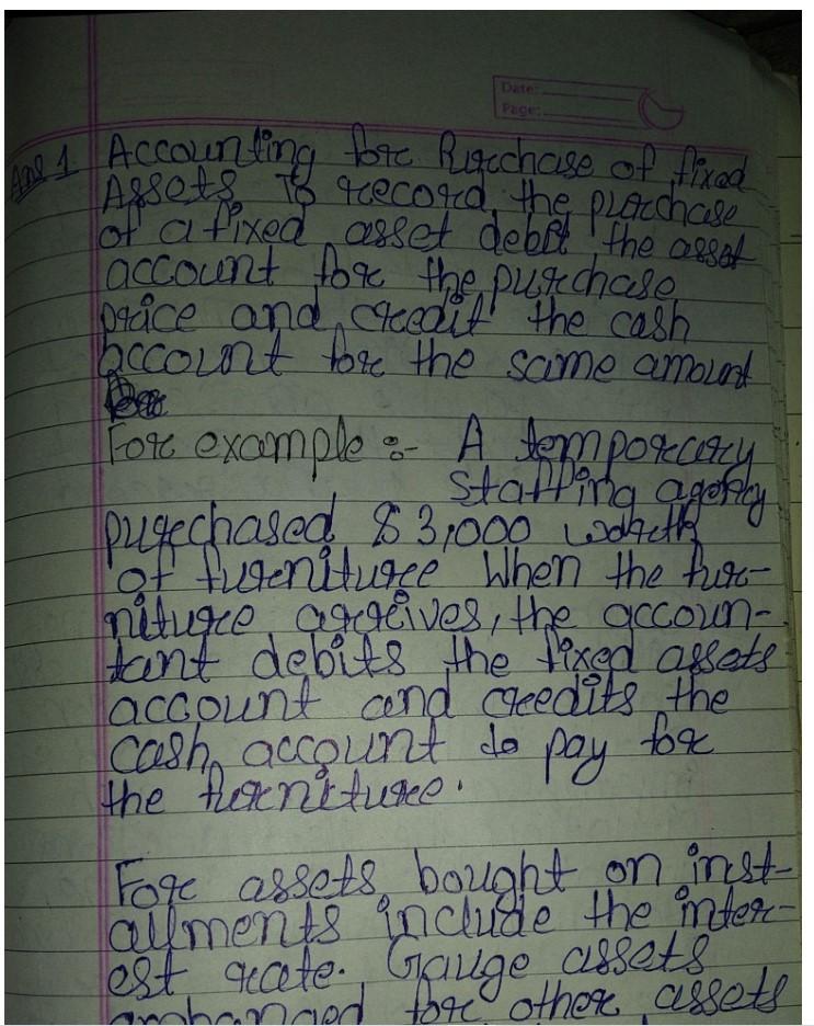 Page 1 Accounting Fore Rutechase Of Fixed Assets To Record The Plazchale Of A Fixed Asset Debit The Asset Account For T 1