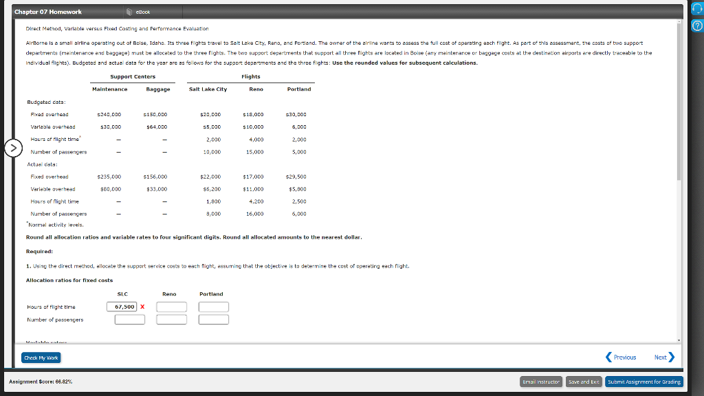 Chapter 07 Homework Ebook O Direct Method Variable Versus Fixed Costing And Performance Evaluation Airborne Is A Smal 1
