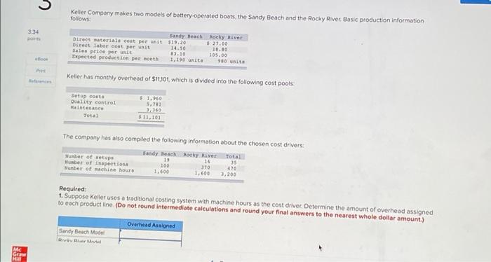 Mc Graw Hill 3 34 Points Boo Pr Keller Company Makes Two Models Of Battery Operated Boats The Sandy Beach And The Rocky 1