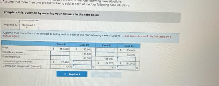 Fill In The Missing Amounts In Each Of The Eight Case Situations Below Each Case Is Independent Of The Others Required 2