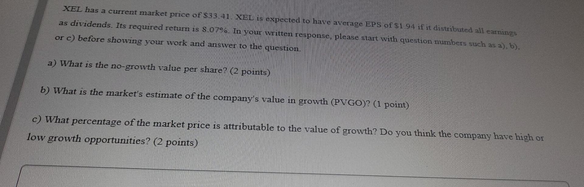 Xel Has A Current Market Price Of Sb3 41 Nel Is Expected To Have Average Eps Of 1 94 If It Distributed All Earnings As 1