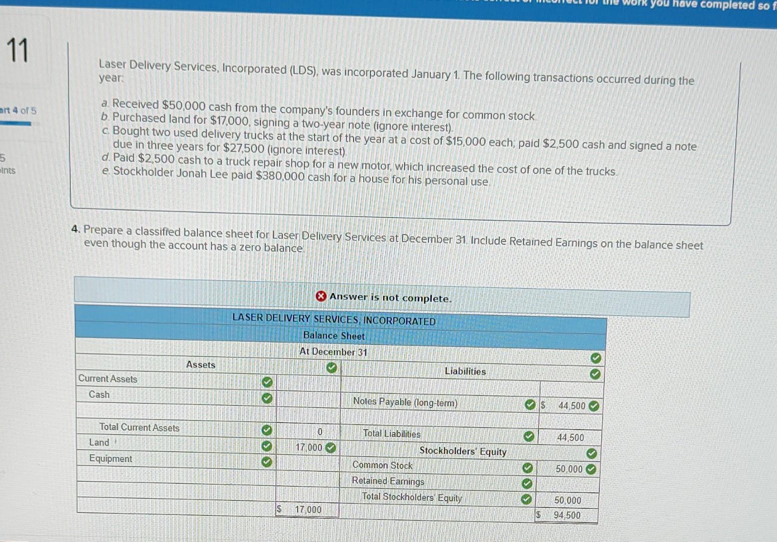 11 Art 4 Of 5 5 Ints Laser Delivery Services Incorporated Lds Was Incorporated January 1 The Following Transactions 1