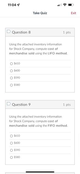 11 03 Back Shock Company Doc Perpetual Inventory System Questions 8 9 Shock Company Uses The Perpetual System The Inv 2