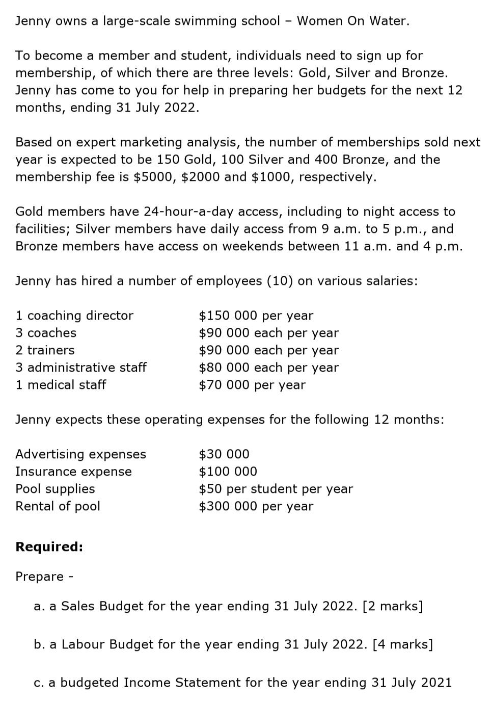 Jenny Owns A Large Scale Swimming School Women On Water To Become A Member And Student Individuals Need To Sign Up For 1