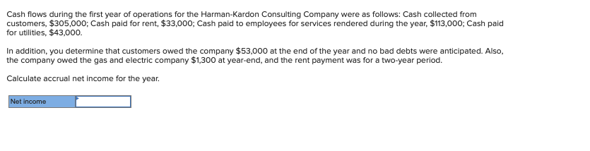 Cash Flows During The First Year Of Operations For The Harman Kardon Consulting Company Were As Follows Cash Collected 1