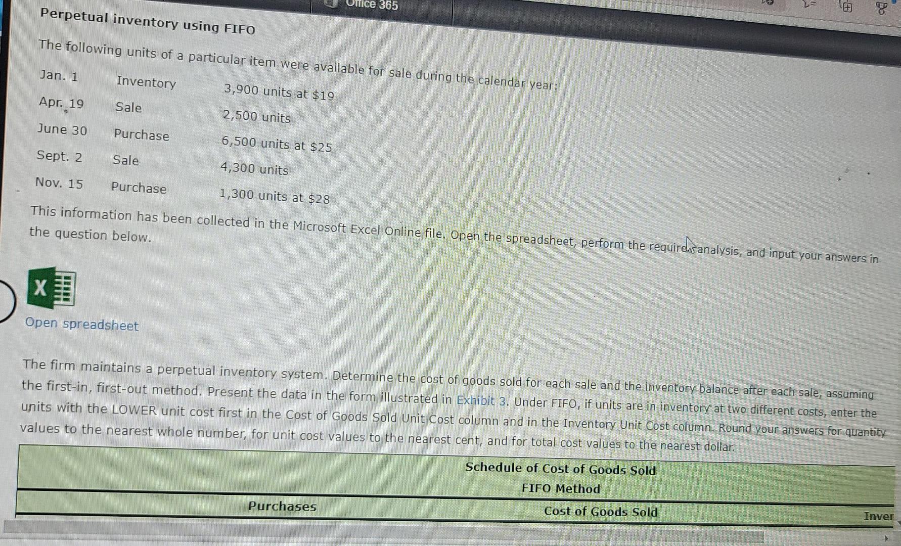 Nice 365 Perpetual Inventory Using Fifo The Following Units Of A Particular Item Were Available For Sale During The Cale 1