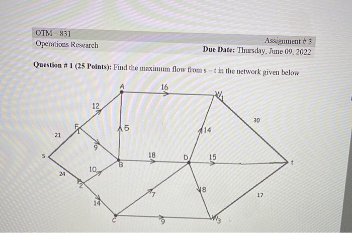 Otm 831 Operations Research Assignment 3 Due Date Thursday June 09 2022 Question 1 25 Points Find The Maximum F 1