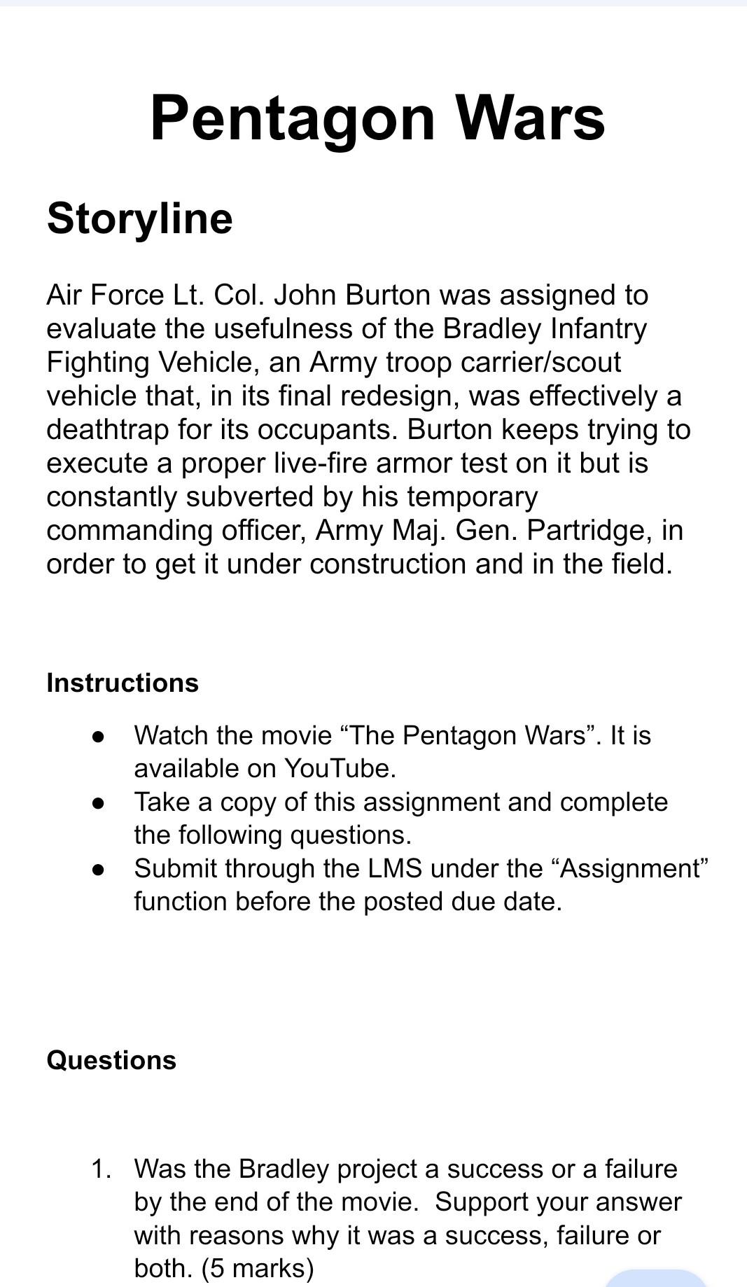 Pentagon Wars Storyline Air Force Lt Col John Burton Was Assigned To Evaluate The Usefulness Of The Bradley Infantry F 1