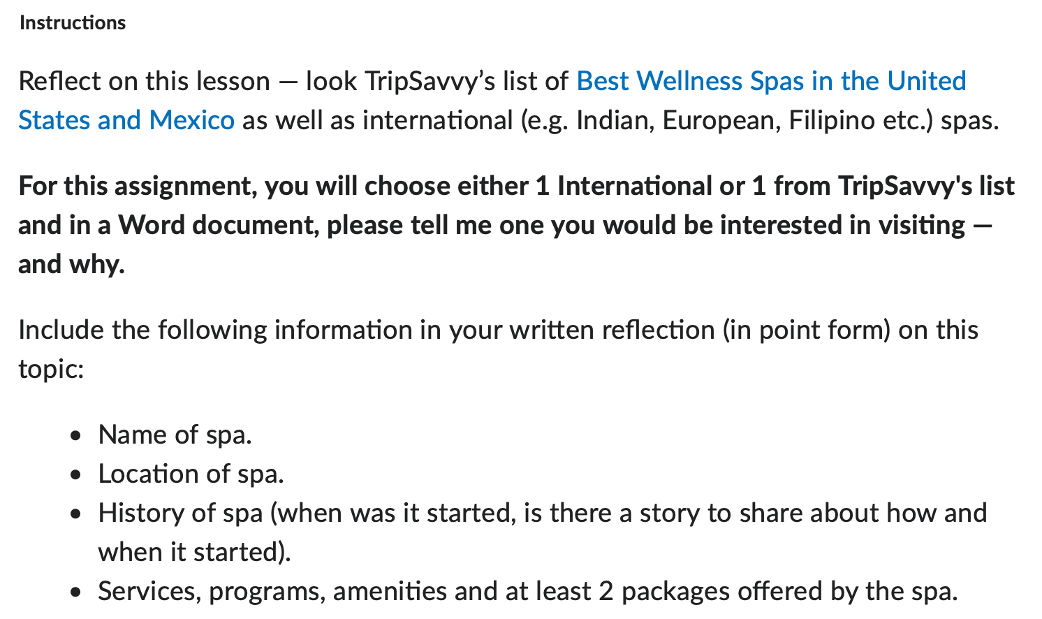 Instructions Reflect On This Lesson Look Tripsavvy S List Of Best Wellness Spas In The United States And Mexico As Wel 1