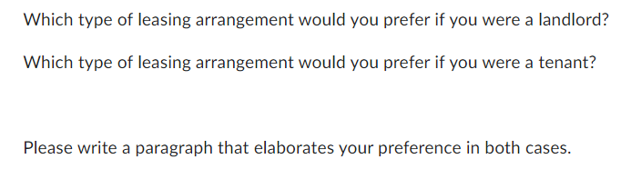 Which Type Of Leasing Arrangement Would You Prefer If You Were A Landlord Which Type Of Leasing Arrangement Would You P 1