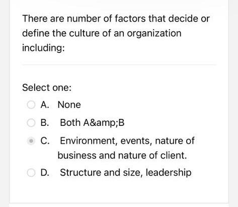 Which Of The Following In Your Opinion May Not Be Part Of A Model For The Formation Of Culture Select One A Shared Va 4