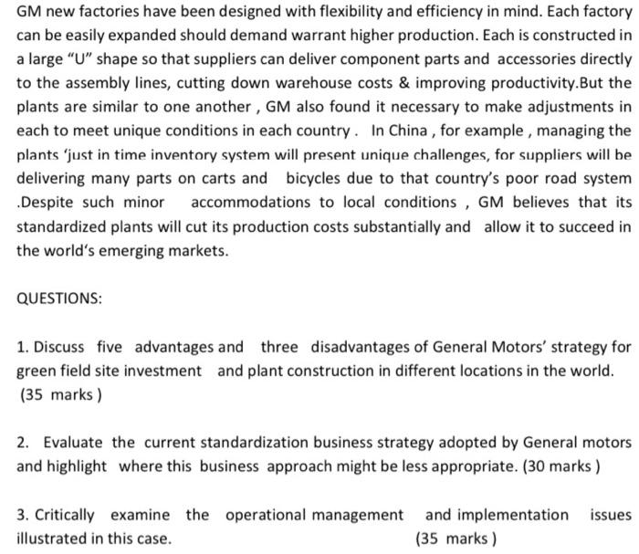 Task 1 Case 1 International Operations At General Motors For Years General Motors Dabbled With The Idea Of Becoming 2
