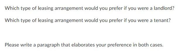 Which Type Of Leasing Arrangement Would You Prefer If You Were A Landlord Which Type Of Leasing Arrangement Would You P 1