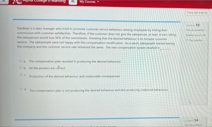 0 My Courses Sandeep Is A Sales Manager Who Tried To Promote Customer Service Behaviour Among Employees By Linking Their 1