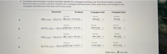 7 Write Equations For The Equilibrium Constant For Each Of The Ionization Reactions You Completed In Question 3 Normal 2
