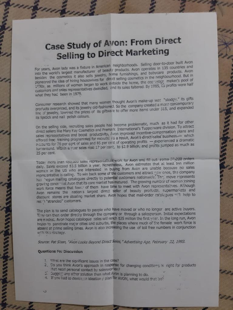Www Case Study Of Avon From Direct Selling To Direct Marketing For Years Avon Lady Was A Fixture In American Neighborh 1