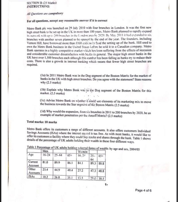 Section B 25 Marks Instructions All Questions Are Compulsory For All Questions Accept Any Reasonable Answer If It Is 1