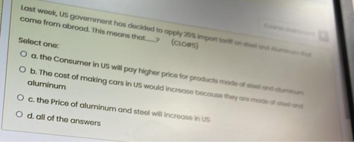 Last Week Us Government Has Decided To Apply 25 Import Tort On T 2 Clows Come From Abroad This Means That Select On 1
