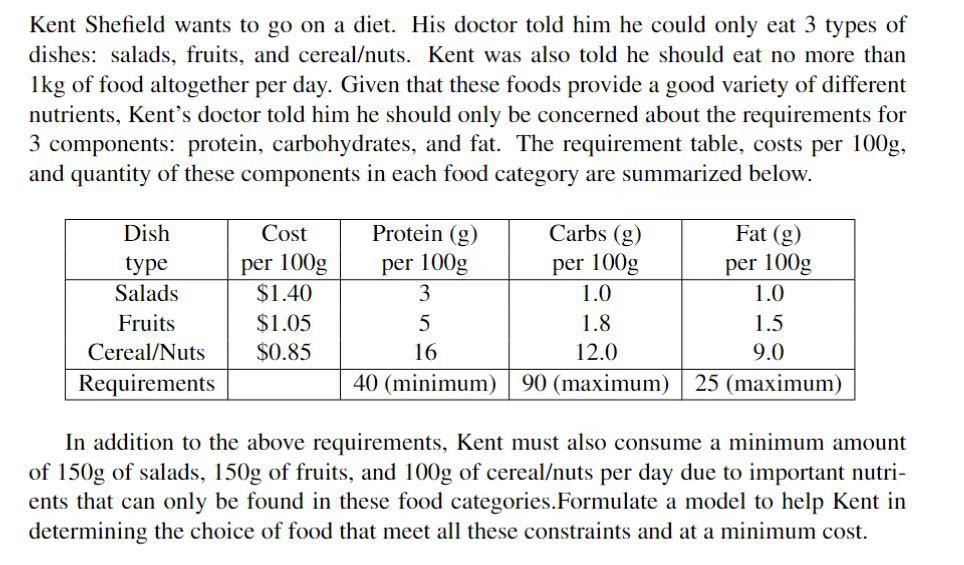 Kent Shefield Wants To Go On A Diet His Doctor Told Him He Could Only Eat 3 Types Of Dishes Salads Fruits And Cereal 1
