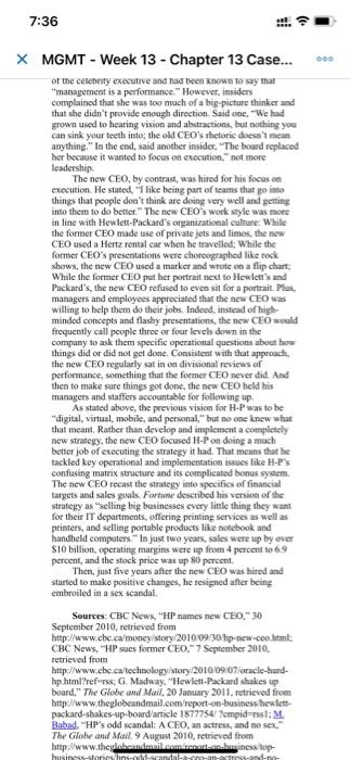 7 36 X Mgmt Week 13 Chapter 13 Case Chapter 13 Hewlett Packard Case Study Mississauga Ontario Hewlett Pac 3