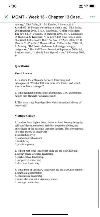 7 36 X Mgmt Week 13 Chapter 13 Case Chapter 13 Hewlett Packard Case Study Mississauga Ontario Hewlett Pac 4