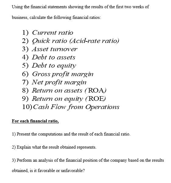Can You Help With The Following Financial Ratio Calculations Please Refer To The Following Financial Statements 4