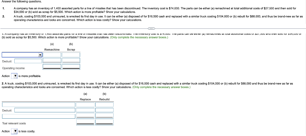 Answer The Following Questions 1 A Company Has An Inventory Of 1 400 Assorted Parts For A Line Of Missiles That Has Be 1