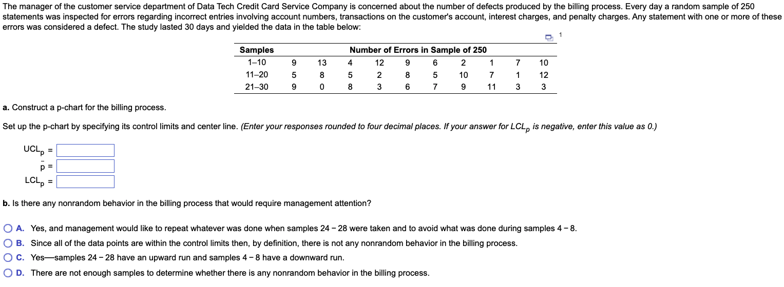 The Manager Of The Customer Service Department Of Data Tech Credit Card Service Company Is Concerned About The Number Of 1