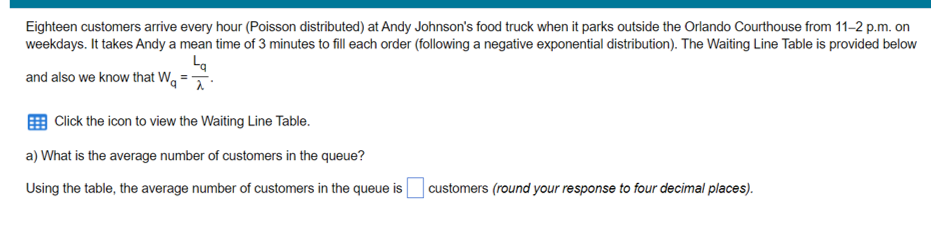 Eighteen Customers Arrive Every Hour Poisson Distributed At Andy Johnson S Food Truck When It Parks Outside The Orland 1
