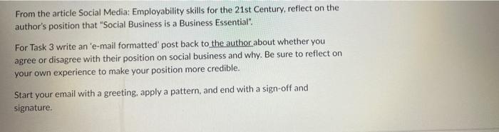 From The Article Social Media Employability Skills For The 21st Century Reflect On The I Author S Position That Socia 1